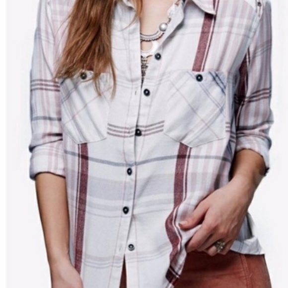 Free People"Wesley" Plaid Print Top - Picture 3 of 8
